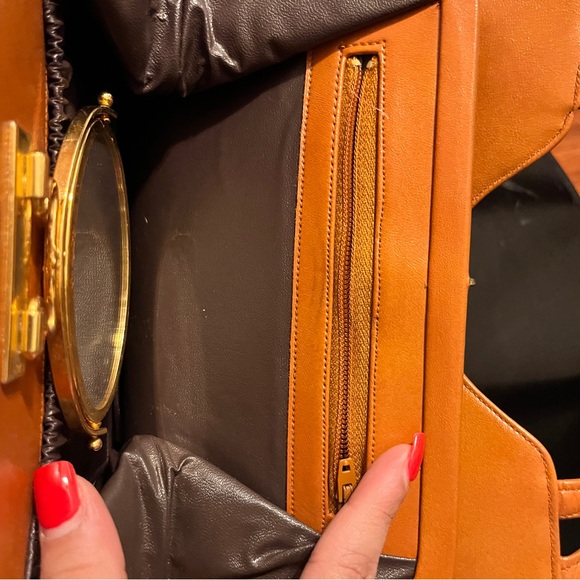 Lou Taylor Vintage Burnt Orange Bag with Mirror - Picture 9 of 10